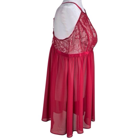 NWT Torrid Lace High Neck Babydoll Size 2 Red Sleeveless Adjustable Straps - Picture 8 of 15
